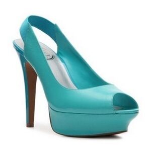 Aqua Slingback Platform Heels